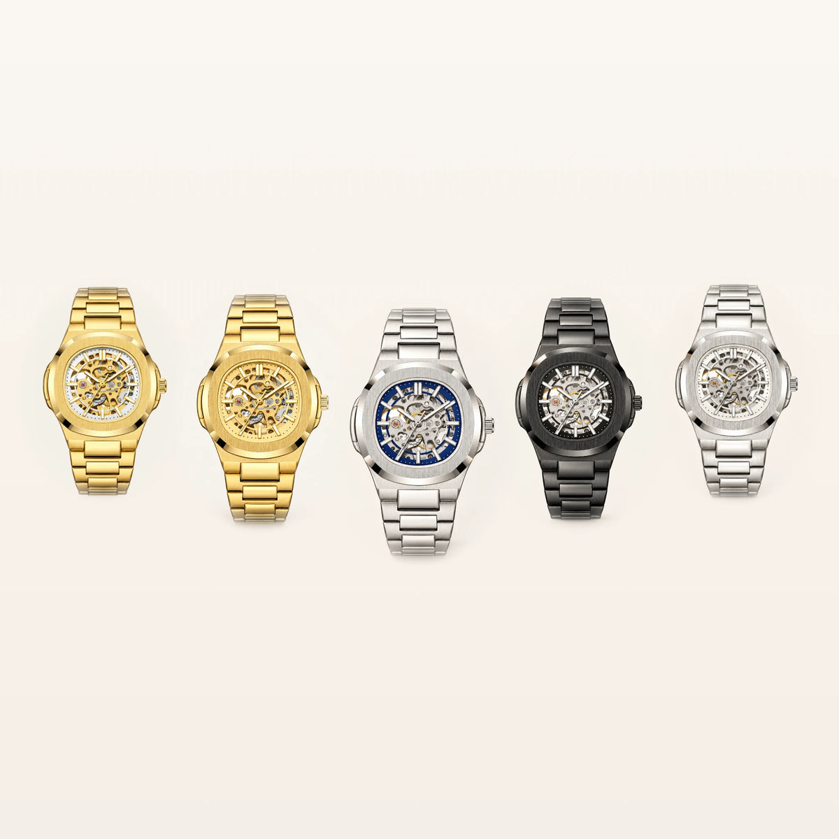 Groomsmen Set: Skeleton Automatic 42mm, five watches