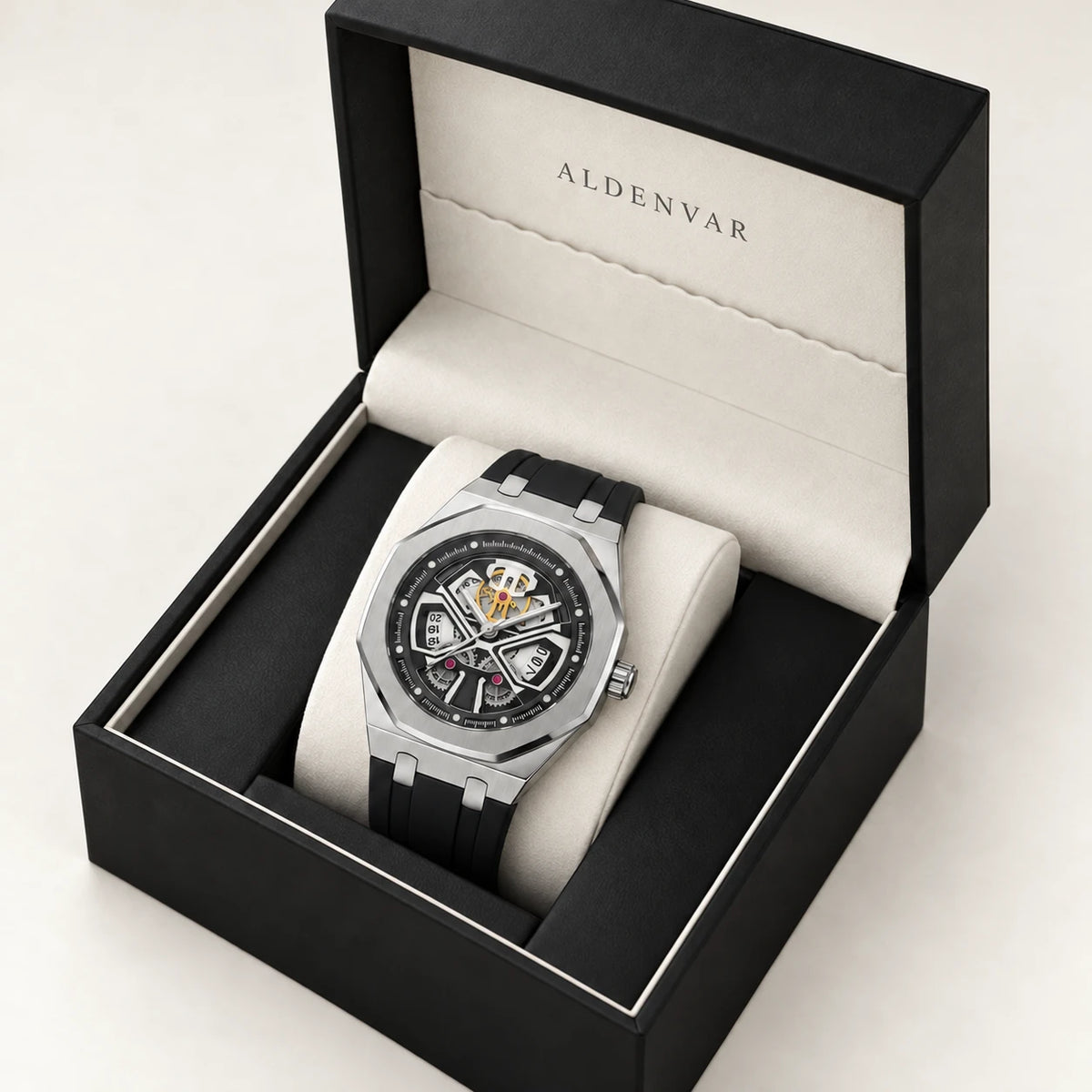 Aldenvar Ironside Skeleton, Silver, in the Aldenvar gift box