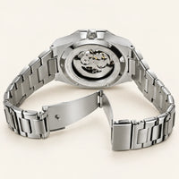 Aldenvar Octagon Skeleton 42mm, Silver, exhibition caseback and bracelet
