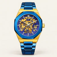 Aldenvar Octagon Skeleton 42mm, Blue / Gold