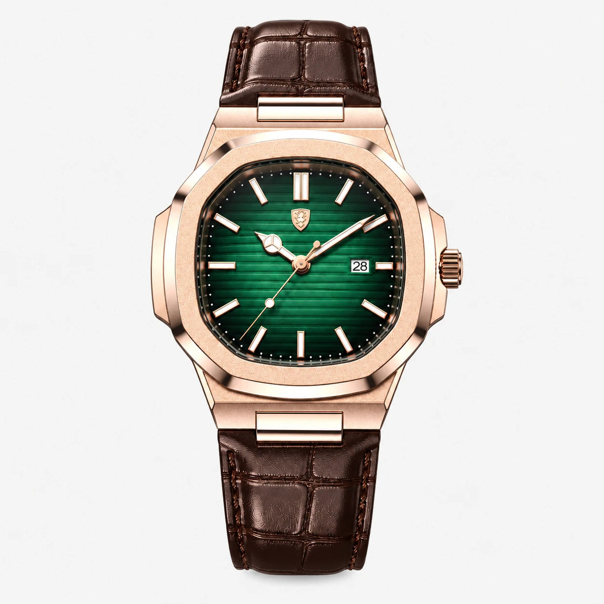 Wexley 41mm, Rose Gold / Green, front view